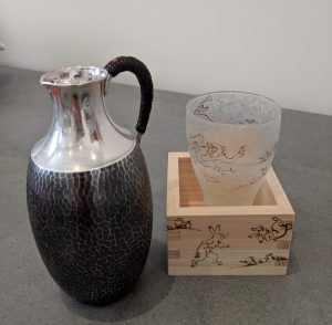 Sakeware: tokkuri and Choju-giga sake glass and masu.